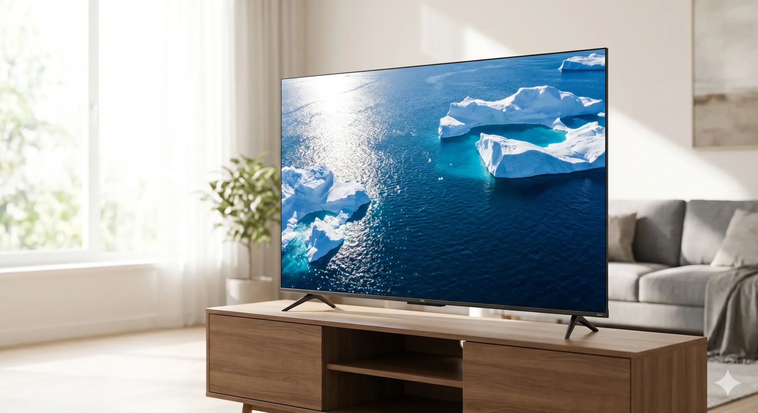TCL 65Q8C 2026년형 TV 거실 배치 모습