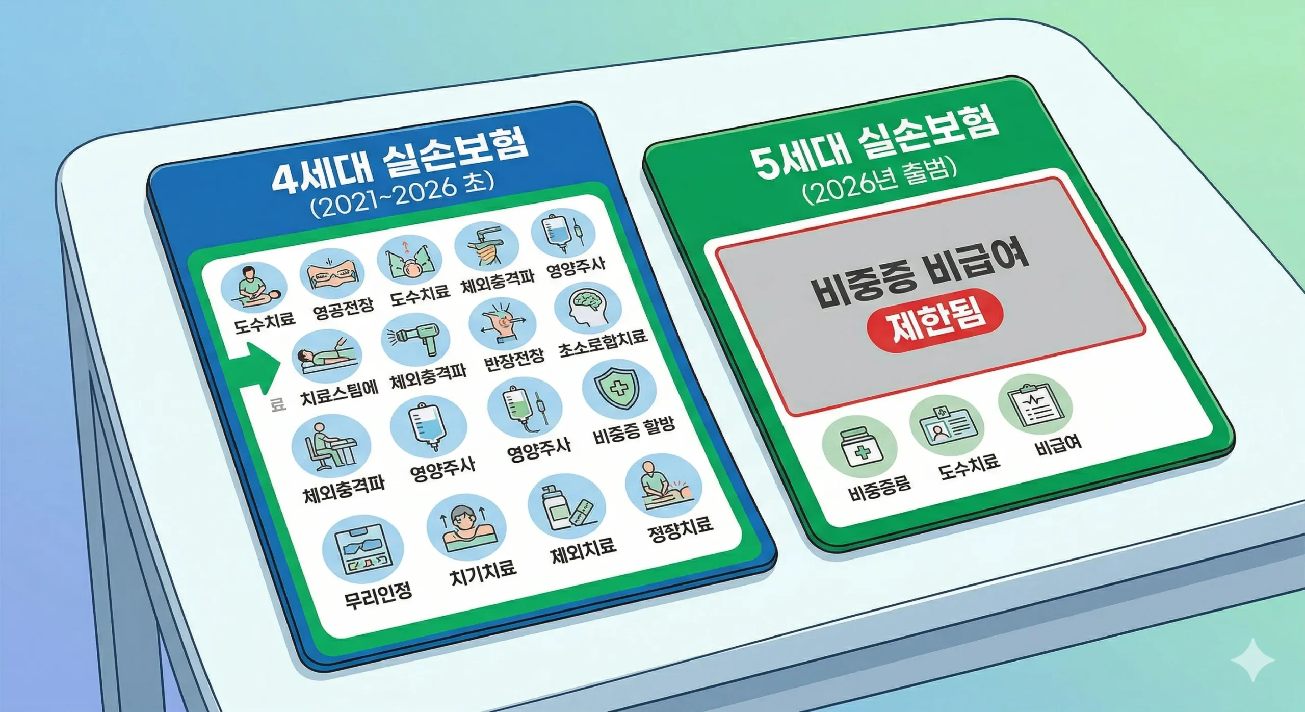 4세대 실손보험 인상 후 5세대 실손보험 보장 범위 비교